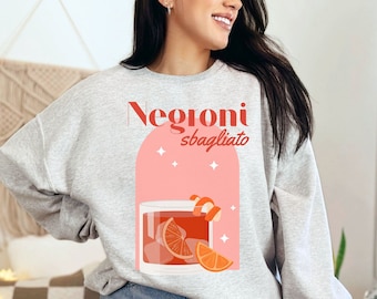 Negroni Cocktail Sweatshirt, Vintage Cocktail Poster Inspired Crewneck, Girls Trip Cruise Bachelorette Party Sweater, Negroni Sbagliato