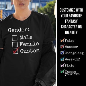 Custom Nonbinary Fantasy Character Shirt, Gift for DND Fan, Gay Queer Nonbinary Pride Transgender TShirt, Genderfluid Gender Fluid Clothing