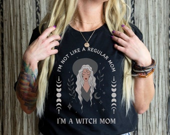 Witch Mom Shirt, Alternative Goth Cool Mom Tee, Funny Mystical Gift for New Spooky Mom, Witchy Aesthetic Tshirt, Modern Witch Clothes