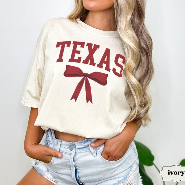 Comfort Colors Texas Shirt, Coquette Texas T Shirt, Game Day Apparel, College Tee, Preppy University Clothes, Football Tailgate Fan Gift