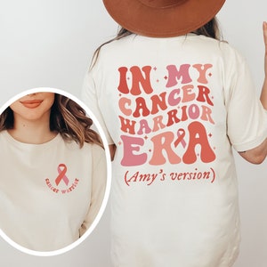 Personalizado em minha era camisa do guerreiro do câncer, presente retro personalizado da consciência do câncer do colo do útero da bexiga do pulmão da mama, camiseta livre do sobrevivente do câncer