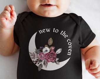 New To The Coven Goth Bodysuit, Goth Baby Clothes Witchy Baby Baby Ghoul Witch Baby Goth Baby Stuff Alternative Baby Clothes Mystical Baby