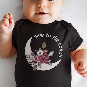 New To The Coven Goth Bodysuit, Goth Baby Clothes Witchy Baby Baby Ghoul Witch Baby Goth Baby Stuff Alternative Baby Clothes Mystical Baby