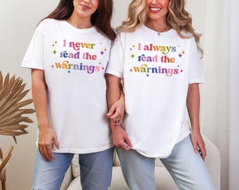 Fanfiction Comfort Colors Best Friends Matching Tees, I Always/Never Read The Warnings, Fanfic Writer Gift, AO3 Archive Of Our Own Shirt