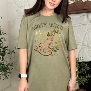 Green Witch Shirt Garden Witch Hedge Witch Occult Shirt Mystical Shirt Witch Clothes Witchy Shirt Witch Clothing Witch Aesthetic Wicca Shirt Heather Olive