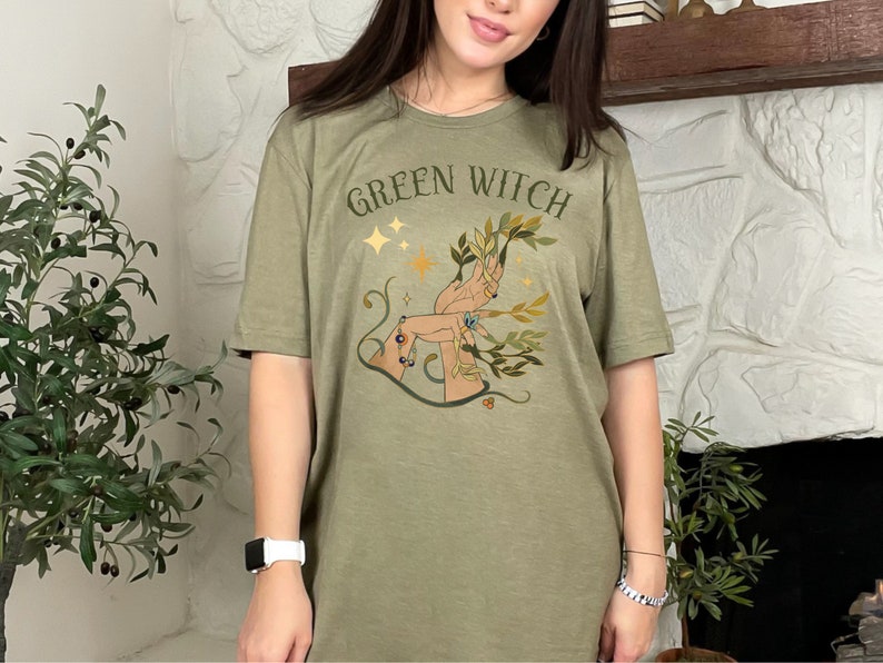 Green Witch Shirt Garden Witch Hedge Witch Occult Shirt Mystical Shirt Witch Clothes Witchy Shirt Witch Clothing Witch Aesthetic Wicca Shirt Heather Olive
