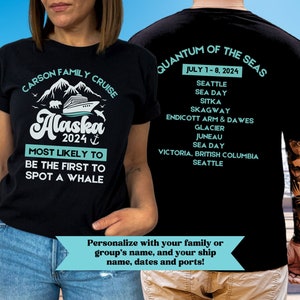Personalized Alaska Cruise Shirts With Ports, Most Likely To Cruise Shirt, Funny Family Trip Shirts, Matching Couple Group Vacation Tshirts