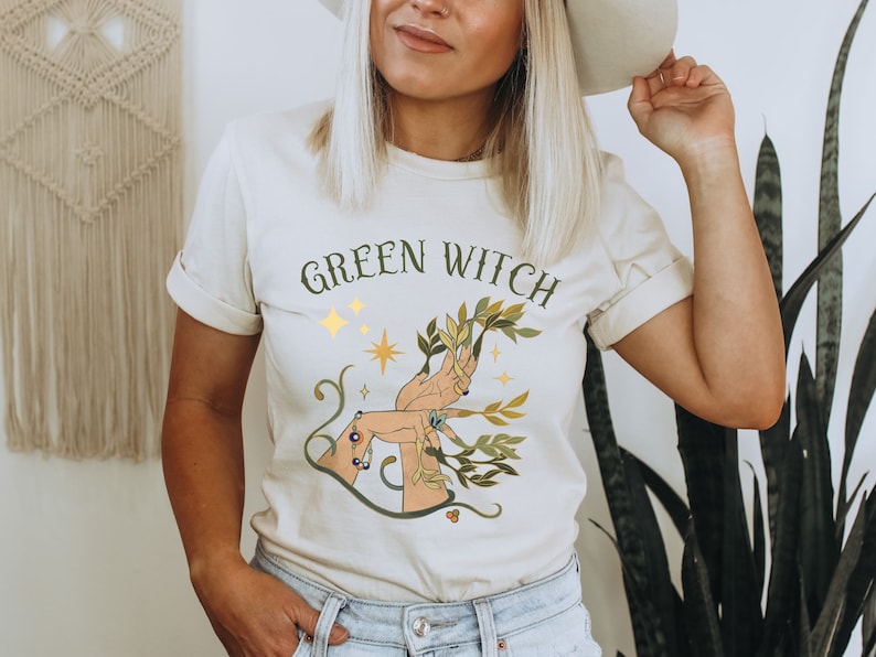 Green Witch Shirt Garden Witch Hedge Witch Occult Shirt Mystical Shirt Witch Clothes Witchy Shirt Witch Clothing Witch Aesthetic Wicca Shirt Natural