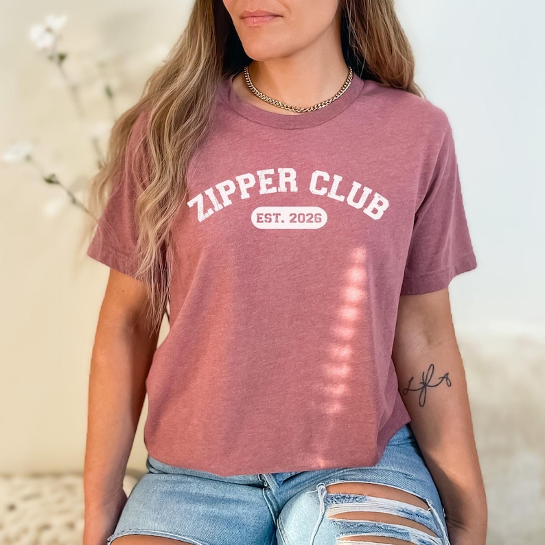 Zipper Club Heart Surgery Shirt, Open Heart Post Surgery Gift, Care Package Item, Funny Surgery Tee for Cardiac Patient, Custom T Shirt Heather Mauve