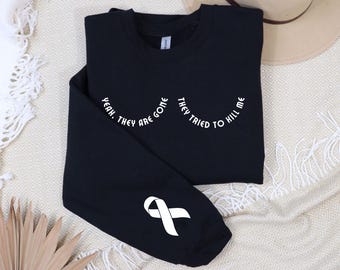 Camiseta de mastectomia, moletom com fita de conscientização sobre o câncer de mama, presentes para mastectomia, sobrevivente e sobrevivente, sim, eles se foram, eles tentaram me matar