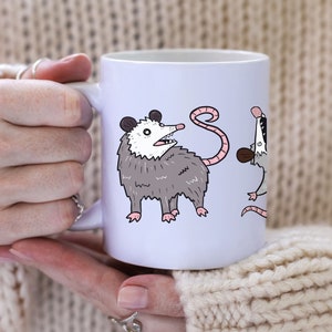 Possum Mug, Opossum Mug, Cottagecore Goblincore Retro Aesthetic Coffee Mug, Preppy 90s Mug, Trendy Cute Animal Raccoon Opossum Lover Gift