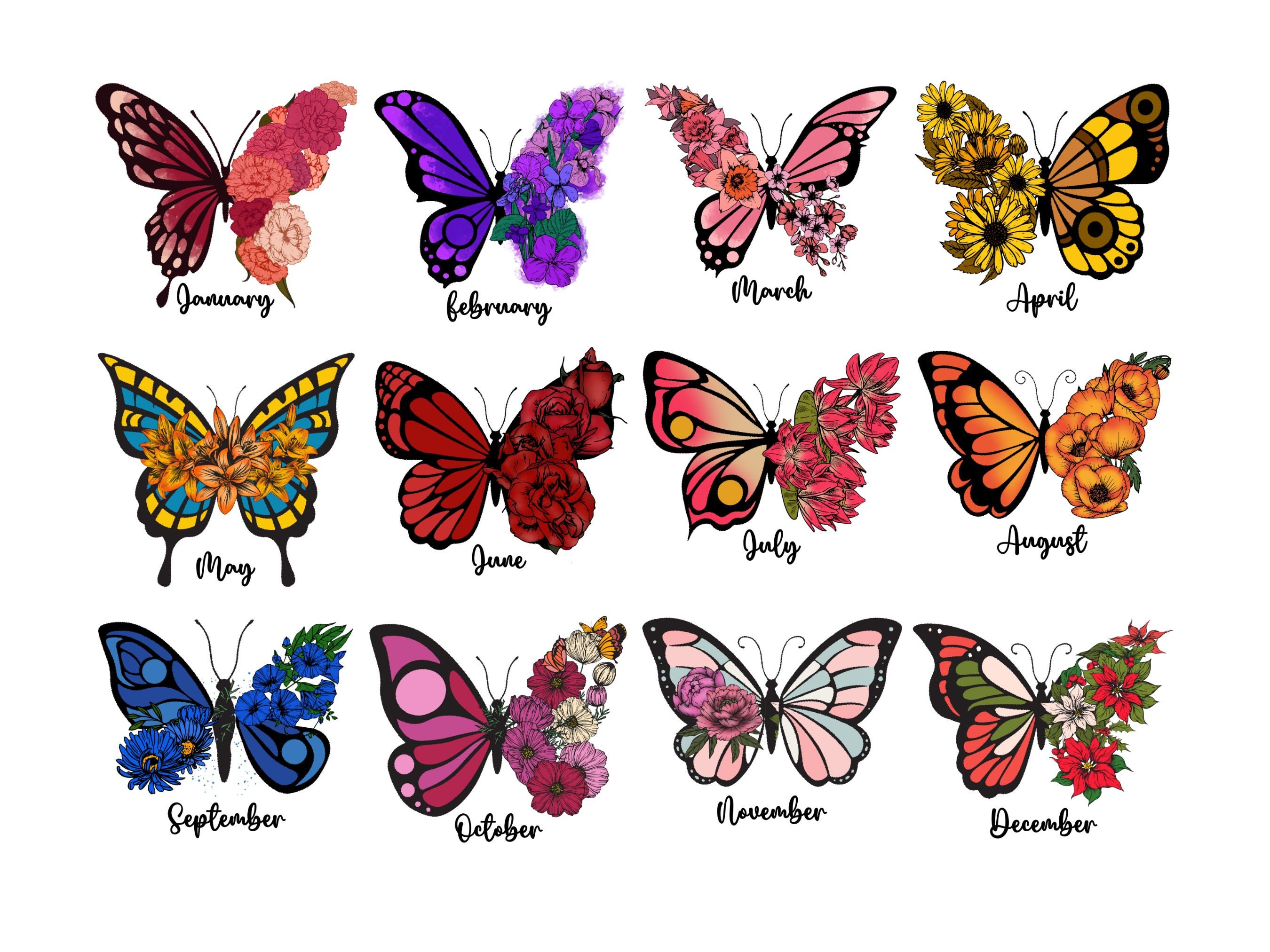 Custom Mama Birth Month Butterfly Flower Crewneck Sweatshirt With Kids Names On Sleeve, Meaningful Personalized Birthday Gift For Mom