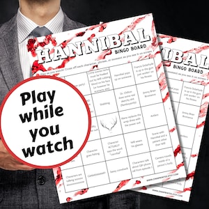 Hannibal Watch and Play Bingo | Printable Drinking Game | Will Graham | Dr Lector | Frederick Chilton | Alana Bloom | Hannigram