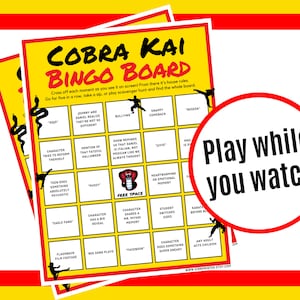 Cobra Kai Watch and Play TV Show Bingo Board