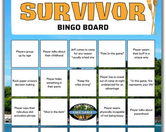 Survivor Bingo Board | Printable TV Show Drinking Game | Tribe Has Spoken