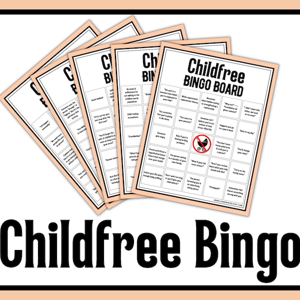 Childfree Bingo Board | Printable Childfree Funny Gag Gifts | DINK No Kids