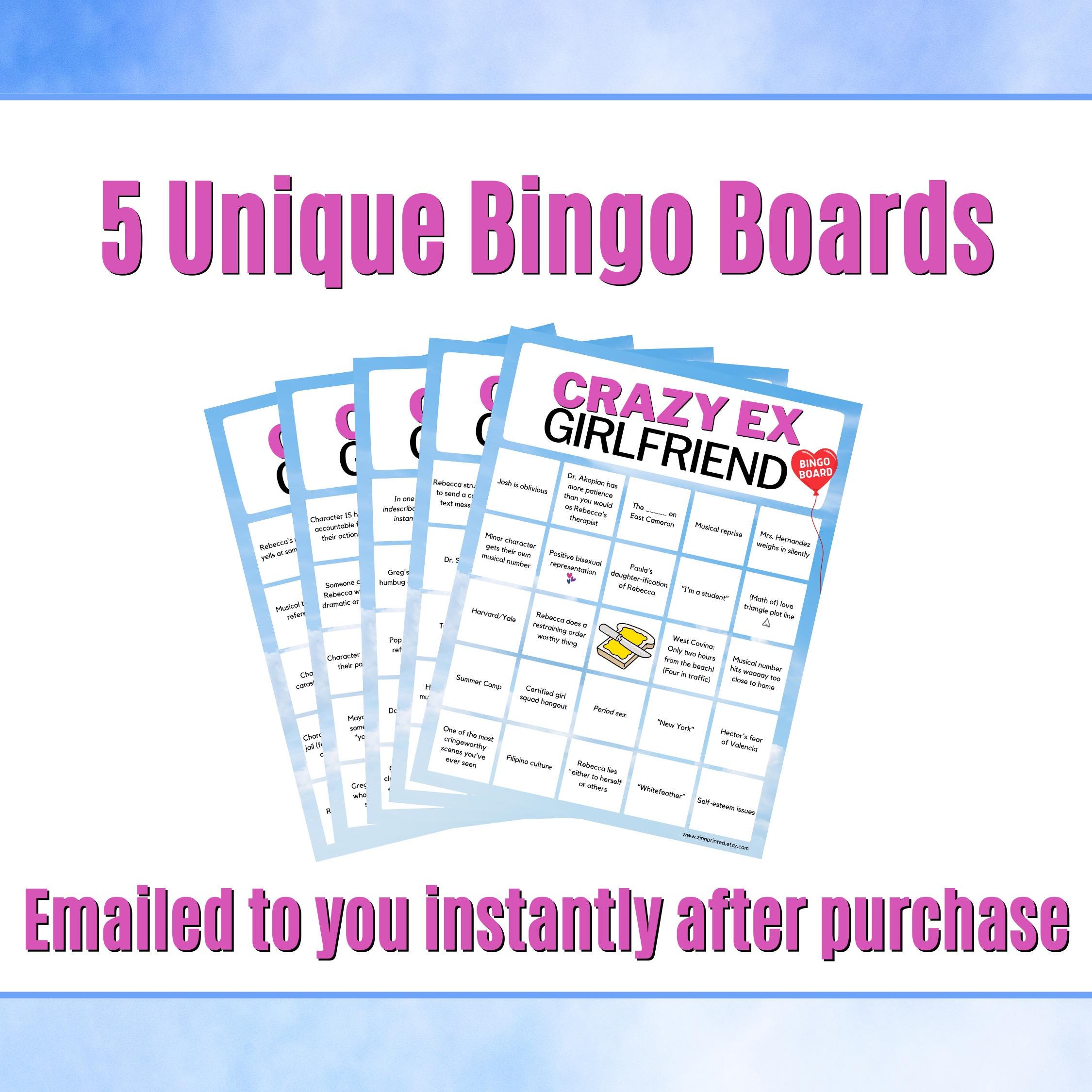 Crazy Ex Girlfriend Bingo: TV Show Drinking Game (digital