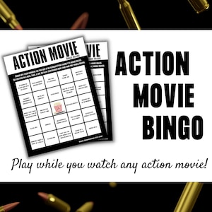 Action movie bingo! Printable Movie Drinking Game | Movie night games