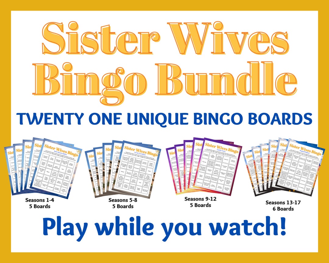 Sister Wives Bingo Bundle ALL SEASONS Printable Sister Wives Game Etsy