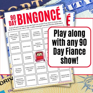 Planche de bingo pour fiancés de 90 jours | Jeu à boire à imprimer | Jeu festif de montre TLC de 90 jours