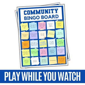 Gemeinschafts Bingo Board | Druckbares Trinkspiel | Greendale Volksschule | Troja und Abed am Morgen