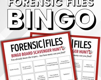 Forensic Files Bingo Board | Printable Forensic Files Drinking Game | True Crime Fans | Murder Mystery Games