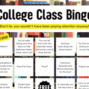 College-Klassen-Bingo-Brett | Druckbare Spiele | Zoom Lernspiele | Langeweilebeseitiger