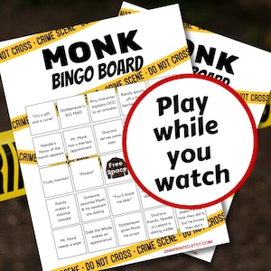 Bingo del programa de televisión Monk: un juego único para ver en grupo (descarga digital)