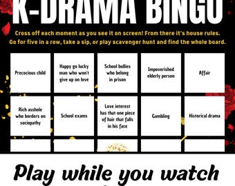 K-drama Bingo Board Printable TV Show Game Play While Watching