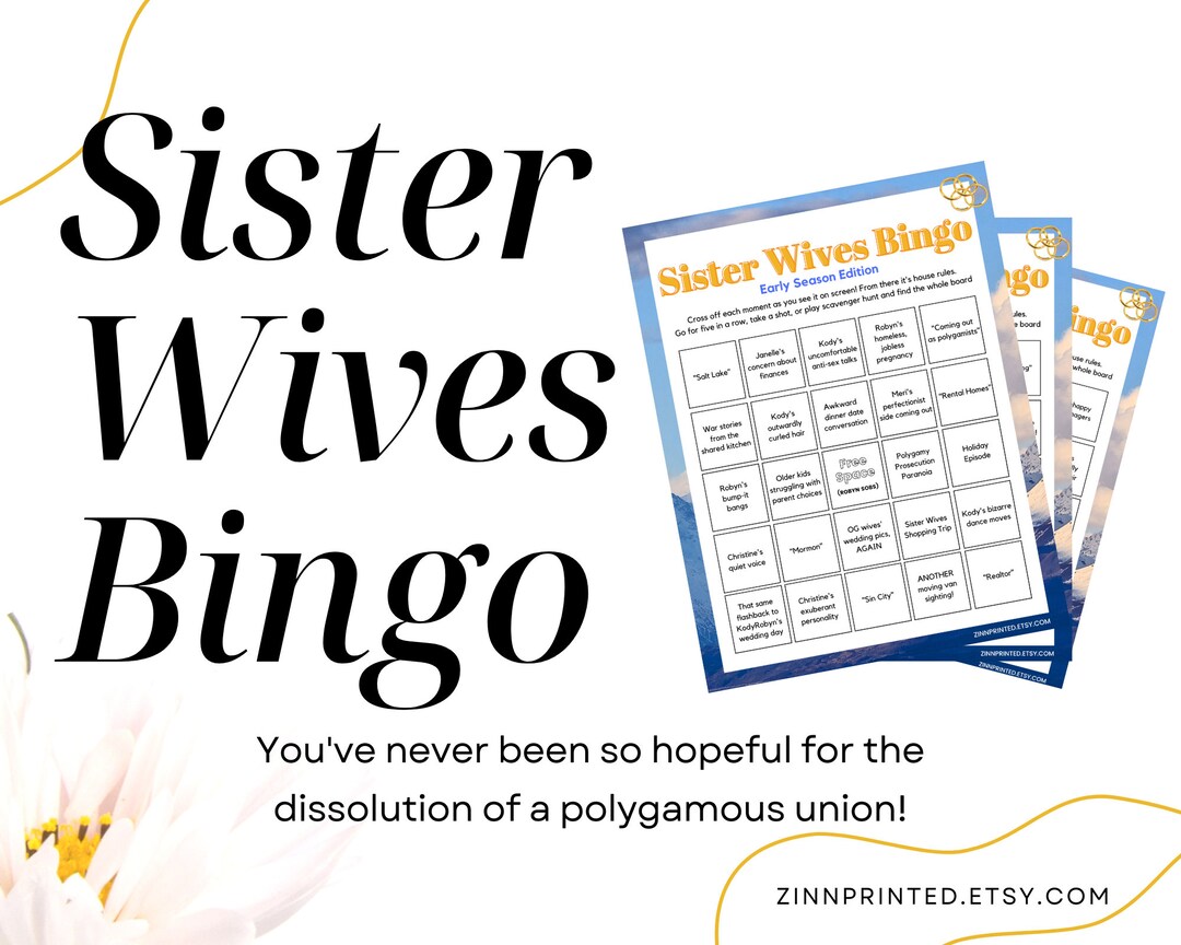 Sister Wives Bingo Board Printable TLC Reality TV Drinking Game Etsy