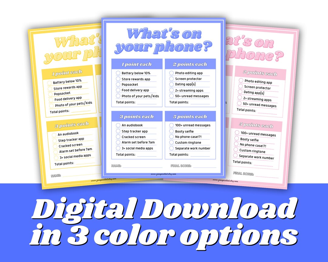 What's on Your Phone? Printable Party Game | Birthday Party Printable ...