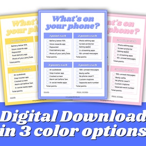 What&#39;s On Your Phone? Printable Party Game | Birthday Party Printable Game