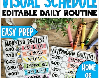 Horario de verano editable - Tablas visuales de rutinas diarias - Rutina imprimible para niños - Actividades sin pantallas