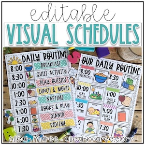 Calendrier visuel et routine quotidienne - MODIFIABLE pour la salle de classe ou la maison