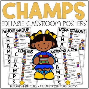 CHAMPS Posters EDITABLE Classroom Management Anchor Charts