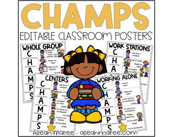 CHAMPS Posters EDITABLE Classroom Management Anchor Charts