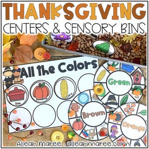Thanksgiving Centers and Sensory Bins for Preschool Learners and Toddlers
