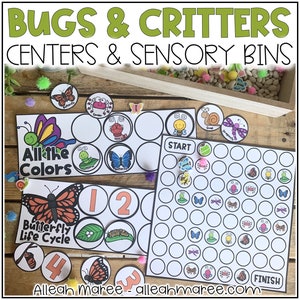 Bugs and Critters Centers and Sensory Bins for Toddlers and Preschoolers