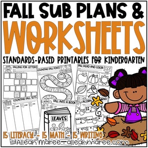 EDITABLE Fall Sub Plans - Worksheets & Lesson Plans
