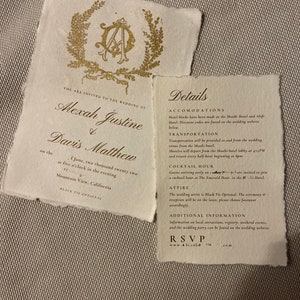 Handmade Romantic Wedding Invitation Suite 120 Custom Wax seal, Chic, Vintage, and Royal image 4