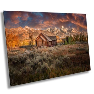 Grand-Teton-Kapelle der Verklärung - Grand-Teton-Nationalpark Wyoming - Fotografie Leinwanddruck, Metalldruck, Acryldruck