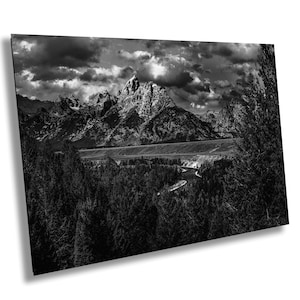 Snake River am Grand Teton National Park Fotografie, Wyoming, schwarz weisse Landschaft