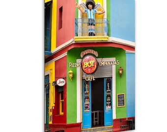 La Boca, Buenos Aires, Argentina photograph, Caminito, Maradona in Canvas, Metal, Acrylic and Premium Paper