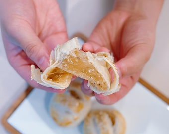 6-Pack Flaky Mochi Pastries, Coconut and Sesame Mochi Pie, 50pcs Individually Wrapped, Gift for Family and Parties (35 dollar free shipping)