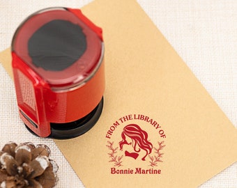 Timbro autoinchiostrante personalizzato, Dalla biblioteca di timbri, Timbro libro libreria personalizzato, Timbro fiore libro, Timbro libro, Regalo amante del libro, Timbro di gomma