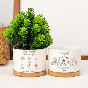 Custom Teacher Plant Pot, Flower Pot For Teacher, Gift for Teacher,End Of Year Gift for Teacher,Thank You For Helping Me Grow,Thank You Gift