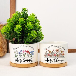 Personalised Teacher Ceramic Plant Pot,Custom Teacher Appreciation Plant Pot,Flower Teacher Gifts,Thank You Teacher Gift,Back to School Gift