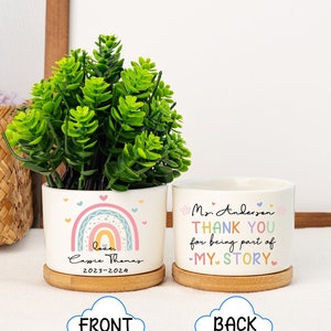 Personalized Appreciation Teacher Plant Pot,Custom Rainbow Thank You For Being Part Of My Story Ceramic Pot,End of Year Gifts,Teacher Gifts