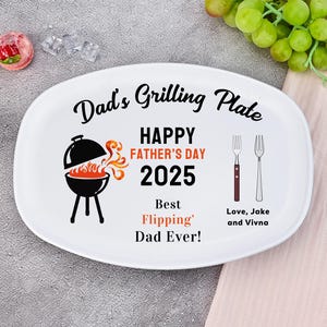 Personalized Dad Grilling Plate With Kids Names,Custom BBQ Platter,Fathers Day Gift,Grill Plate Gift From Kids,Papa Gift,Grandpa Plate