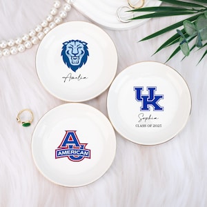 University Custom Trinket Ring Dish Personalized,College Logo Ring Dish,Graduation University Jewelry Dish,Personalized Graduate Gifts 2025
